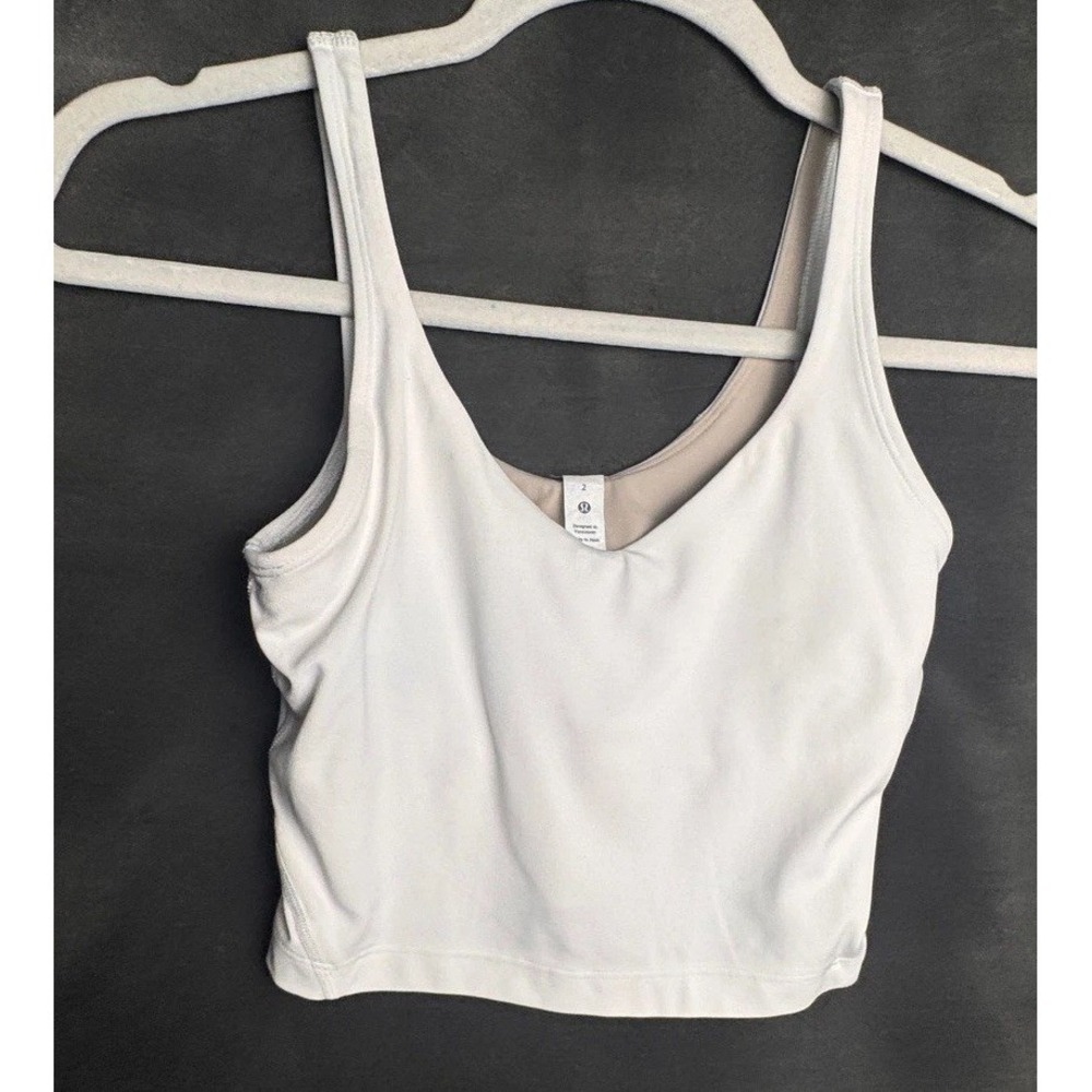Lululemon Align Tank Top Size 2 White Nulu Yoga Crop Built-in Bra Athletic Top